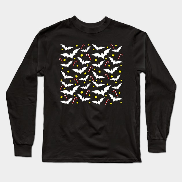 Festive Bats Christmas Pattern Long Sleeve T-Shirt by LunaMay